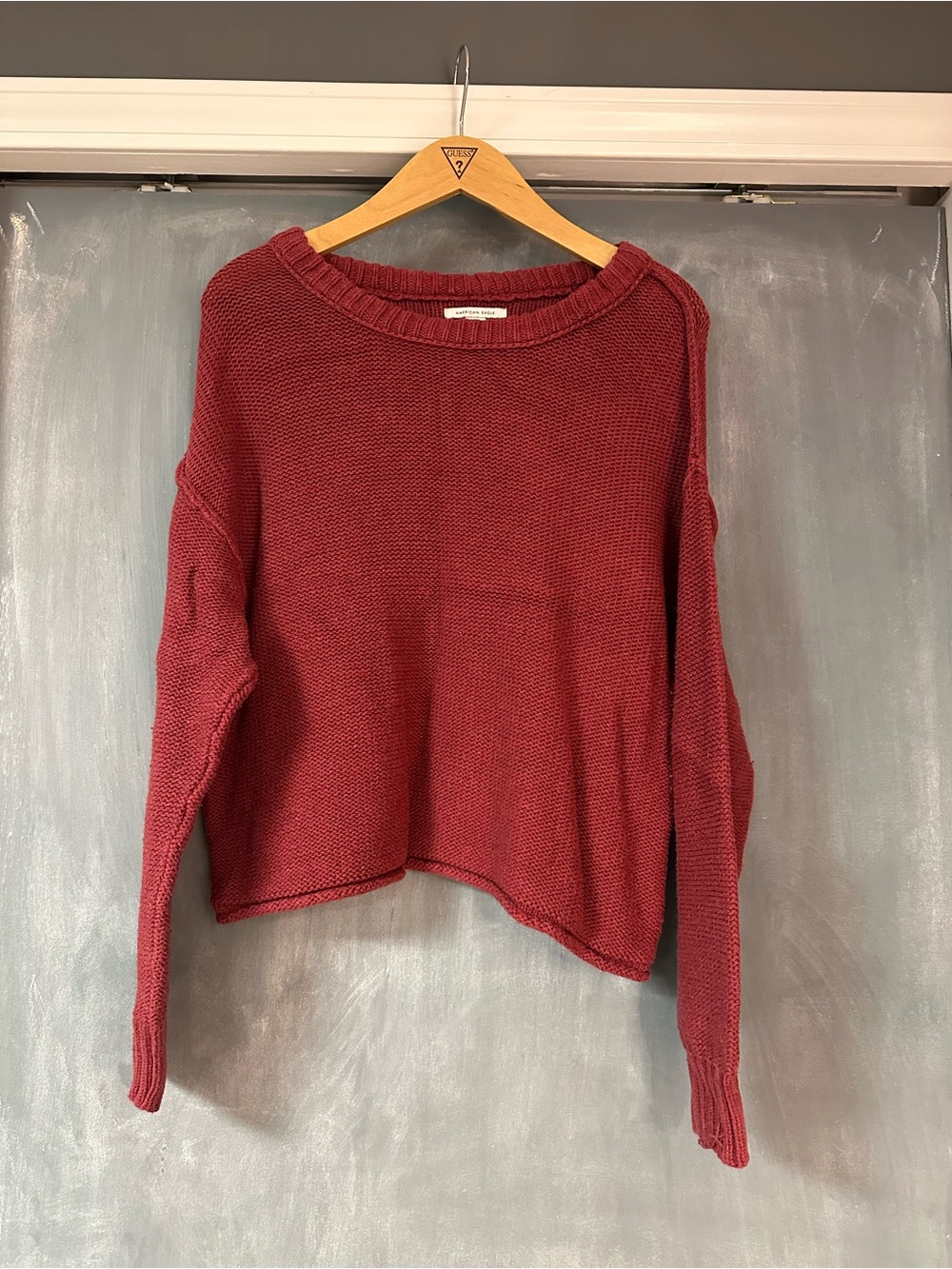 Women's Cropped Knit Sweater - Maroon